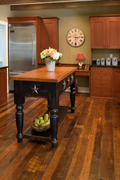 Distressed Heart Pine Flooring - Kitchen