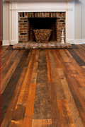Weathered Antique Pine Flooring - Fireplace