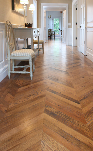 Antique American Oak Chevron Pattern